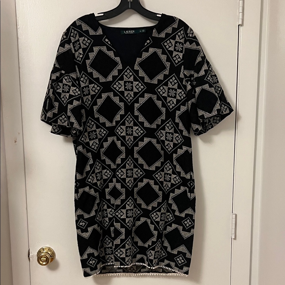 Ralph Lauren Black and White Patterned Mini Dress